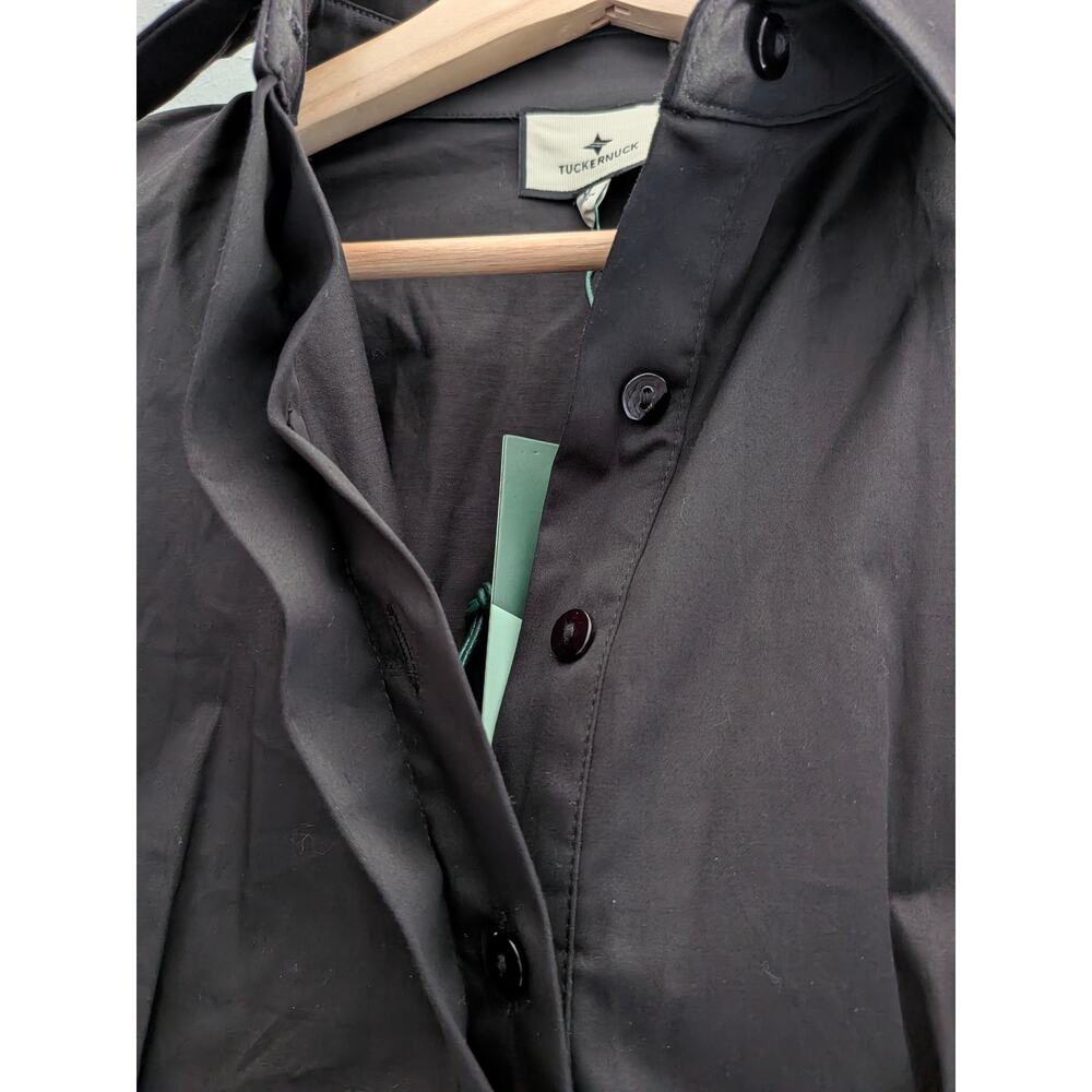 Tuckernuck Delaney Dress Size Medium M Black Cotton Maxi Shirt Dress Pockets Med - Picture 9 of 11